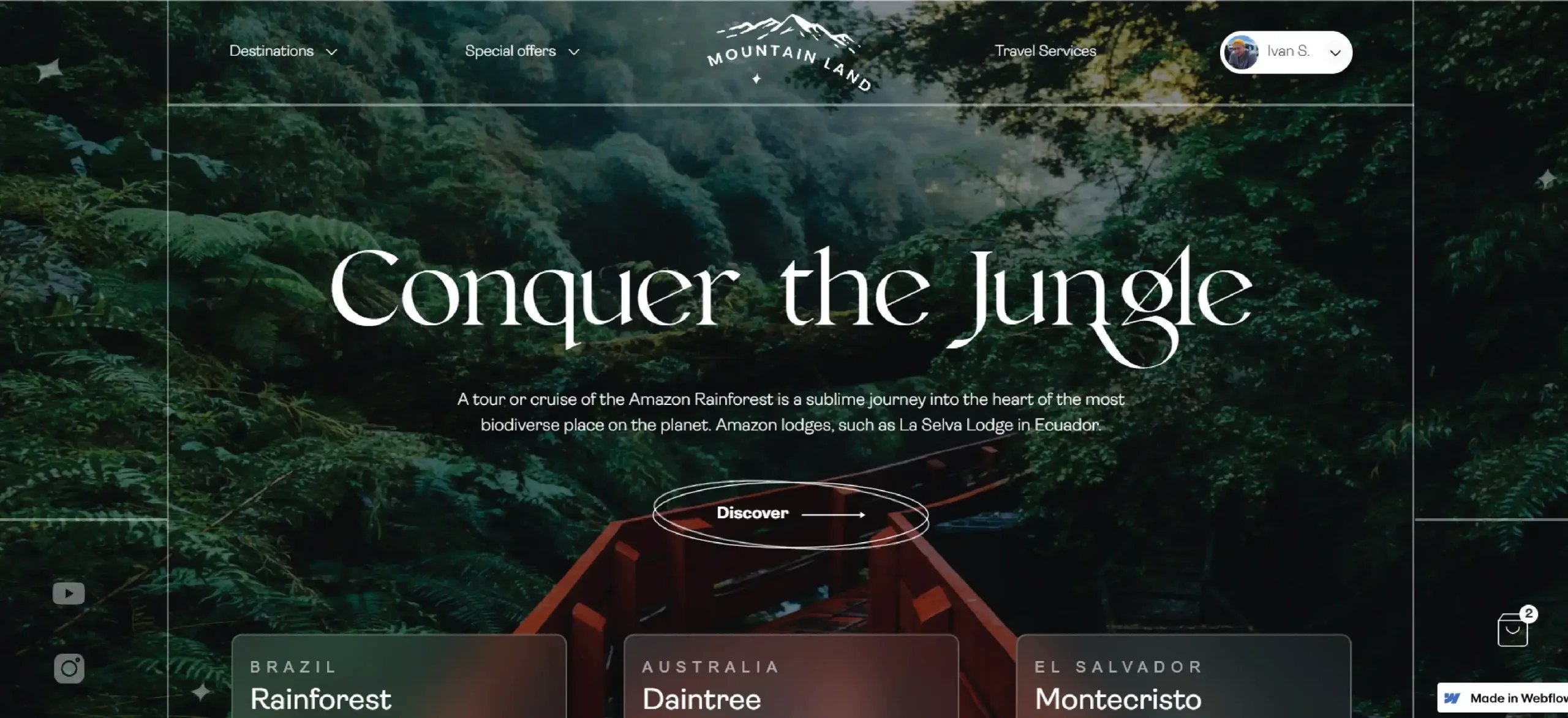Conquer Jungle creative website design and homepage hero section