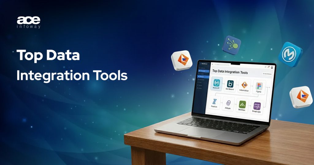 Visual representation of data integration tools used in projects to unify multiple data sources, improve workflow efficiency, and enable advanced analytics for enterprise decision-making