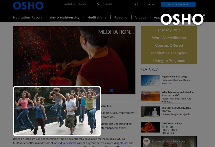 Enterprise CMS Website for an OSHO Foundation
